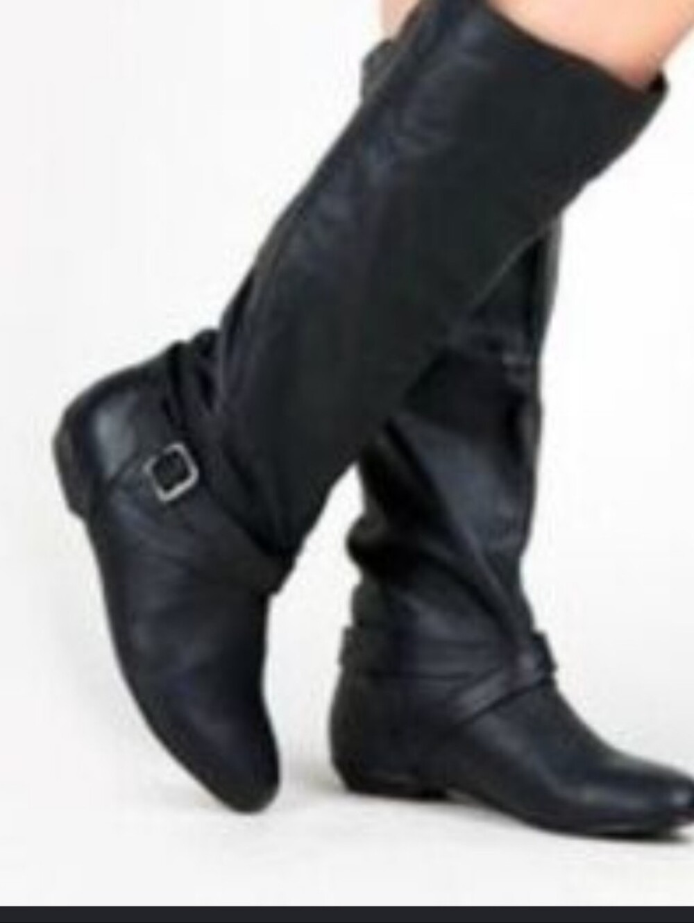 Chinese Laundry Black Knee-High Riding Boots with Buckle
